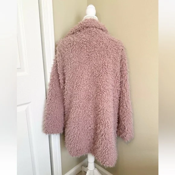 Hyfve Hyfve Hyfve M Teddy Sherpa Pink Faux Fur Coat Lined Good Condition Open - Picture 6 of 13